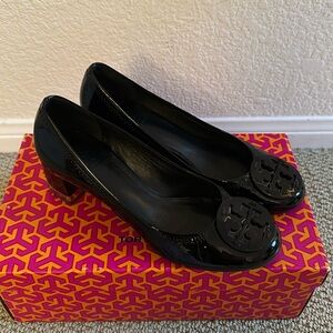 Tory Burch black patent pumps